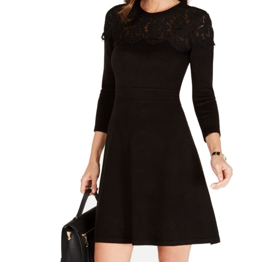 NWT Jessica Howard Dress - Black Fit & Flare Lace Trim